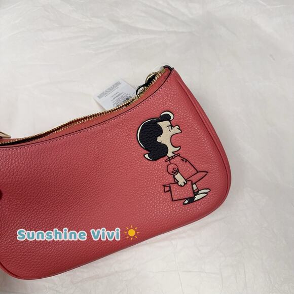 NWT COACH x PEANUTS 2025 Teri Shoulder Bag with Lucy Bright Coral Multi CBM32 - Picture 3 of 7